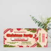 Kerstfeest Ticket  Kaart (Staand voorkant)