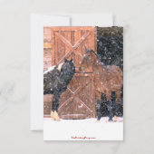 Kerstfeest tijdens winterpaarden kaart (Achterkant)