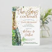 Kerstfeest toast op de seizoensborrelfles kaart (Staand voorkant)