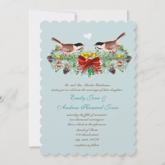 Kerstfeest  Tortelduifjes bruiloft Kaart (Voorkant)