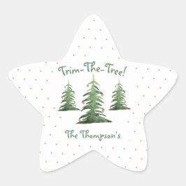 kerstfeest, trim-de-boom, familienaam, ster sticker