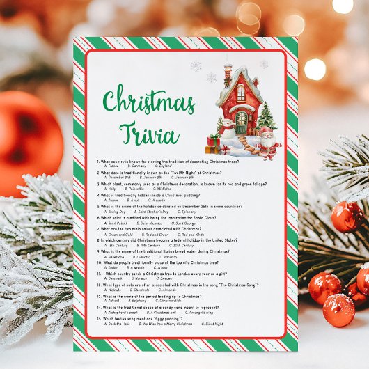 Kerstfeest Trivia Spel Feestdagenkaart