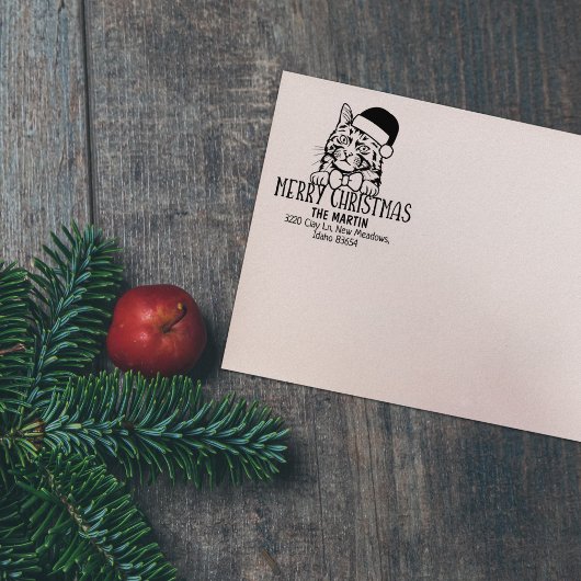 Kerstfeest Turkse Angora Cat Retouradres Rubberstempel