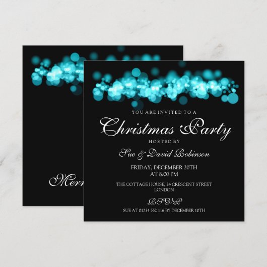 Kerstfeest Turquoise Bokeh Lights Kaart (Voorkant / Achterkant)