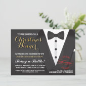 Kerstfeest Tuxedo Bow Stropdas Ball Diner Uitnodig Kaart (Staand voorkant)