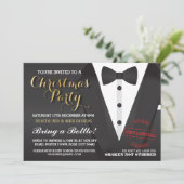 Kerstfeest Tuxedo Bow Stropdas Ball Dinner Invite Kaart (Staand voorkant)