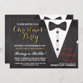 Kerstfeest Tuxedo Bow Stropdas Ball Dinner Invite Kaart (Voorkant / Achterkant)