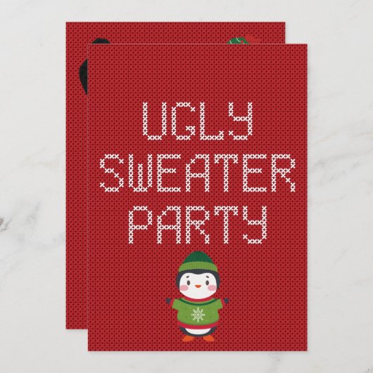 Kerstfeest Ugly Sweater Party Kaart (Voorkant / Achterkant)