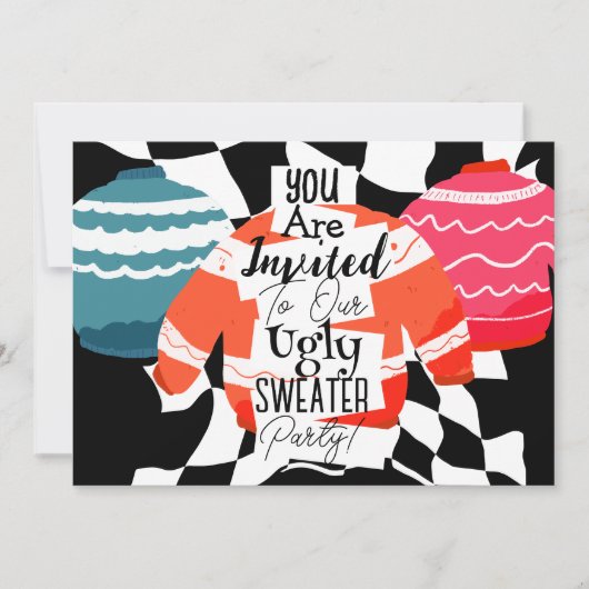 Kerstfeest Ugly Sweater Party Kaart (Voorkant)