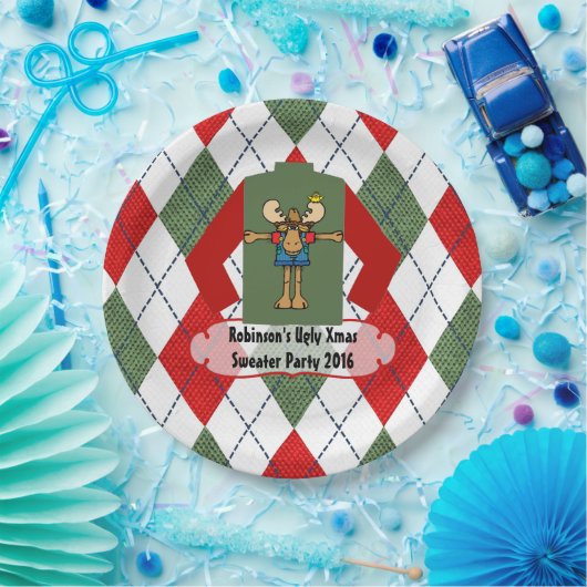 Kerstfeest Ugly Sweater Party Persoonlijk Papieren Bordje (Feest)