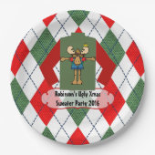 Kerstfeest Ugly Sweater Party Persoonlijk Papieren Bordje (Voorkant)