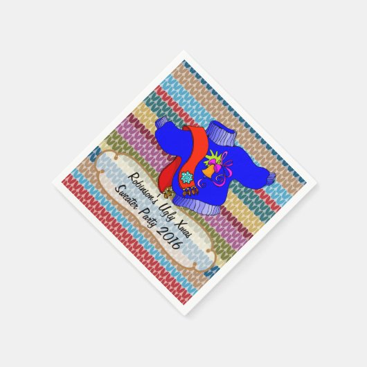 Kerstfeest Ugly Sweater Party Persoonlijk Servet (Hoek)