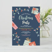 Kerstfeest Uitnodigen Feestelijke Party Tree Gifts Kaart (Staand voorkant)