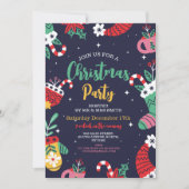 Kerstfeest Uitnodigen Feestelijke Party Tree Gifts Kaart (Voorkant)