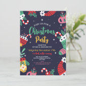 Kerstfeest Uitnodigen Feestelijke Party Tree Gifts Kaart (Staand voorkant)