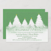 Kerstfeest Uitnodigen - Groen met Witte Bomen Kaart (Voorkant / Achterkant)