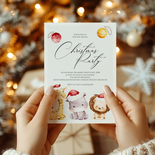 Kerstfeest uitnodigen met Schattigee vakantiediere Feestdagenkaart
