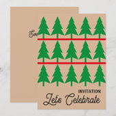 Kerstfeest uitnodigen, minimalistische Scandi stij Kaart (Voorkant / Achterkant)