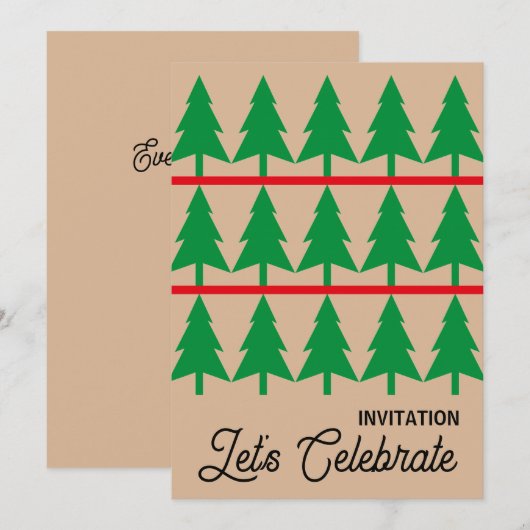 Kerstfeest uitnodigen, minimalistische Scandi stij Kaart (Voorkant / Achterkant)