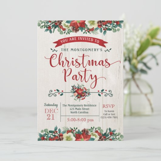 Kerstfeest Uitnodiging (Staand voorkant)