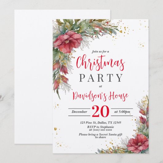 Kerstfeest Uitnodiging (Voorkant / Achterkant)