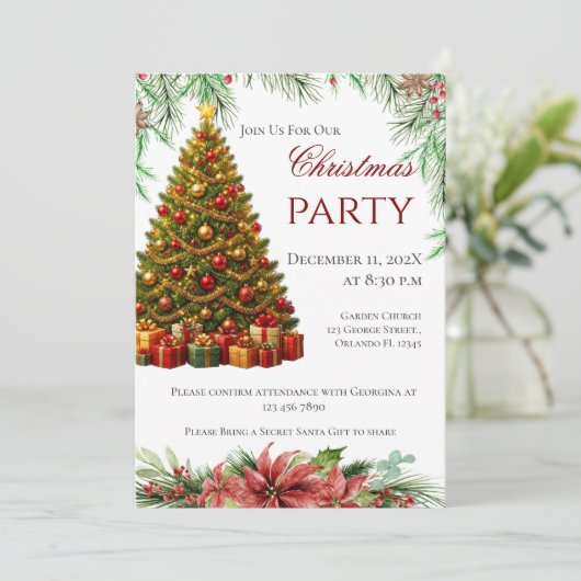 Kerstfeest Uitnodiging (Staand voorkant)