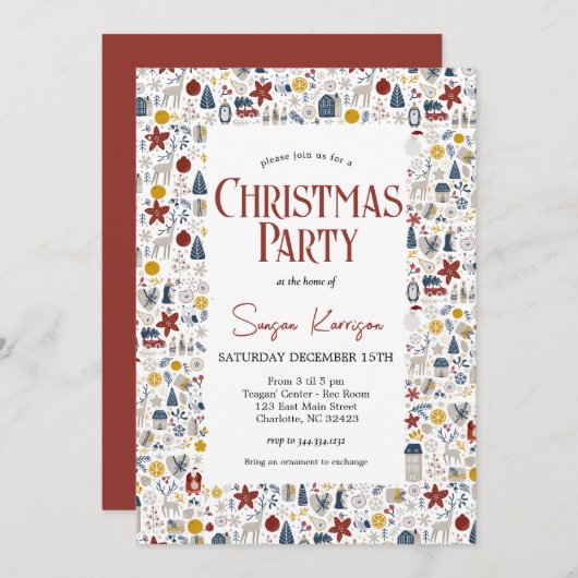 Kerstfeest uitnodiging (Voorkant / Achterkant)