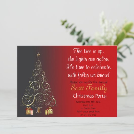kerstfeest Uitnodiging (Staand voorkant)