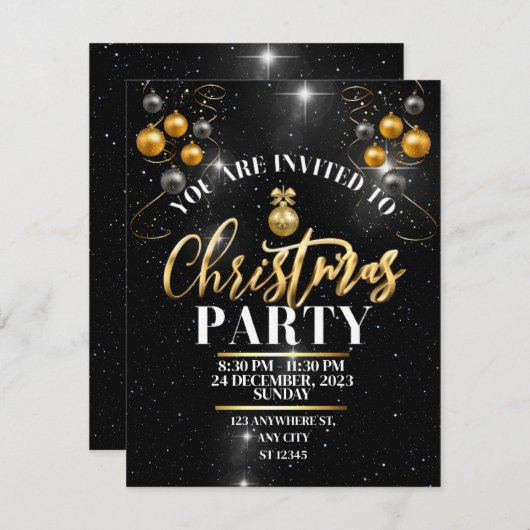 Kerstfeest Uitnodiging (Voorkant / Achterkant)