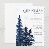 Kerstfeest Uitnodiging, Blauwe Chic Uitnodigingen (Voorkant / Achterkant)