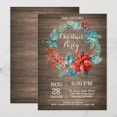 Kerstfeest Uitnodiging Bloemenkrans (Voorkant / Achterkant)