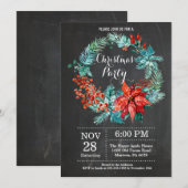 Kerstfeest Uitnodiging Bloemenkranz (Voorkant / Achterkant)