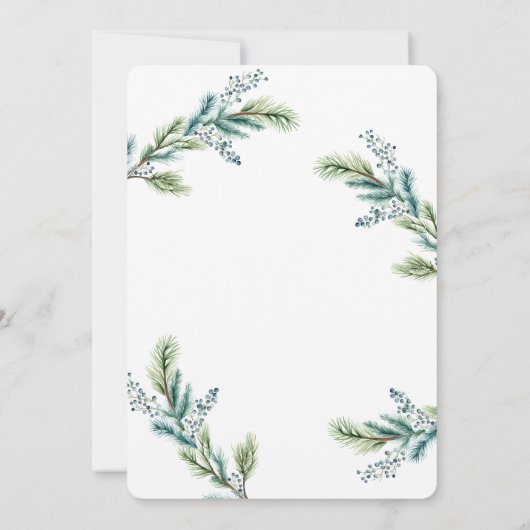 Kerstfeest uitnodiging Boho Spruce en Fir (Achterkant)