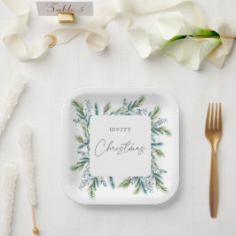 Kerstfeest uitnodiging Boho Spruce en Fir Papieren Bordje