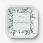 Kerstfeest uitnodiging Boho Spruce en Fir Papieren Bordje (Voorkant)