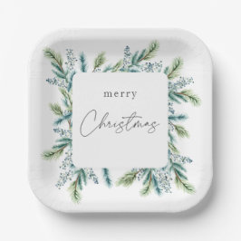 Kerstfeest uitnodiging Boho Spruce en Fir Papieren Bordje