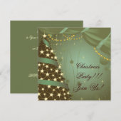 Kerstfeest Uitnodiging Boom en Gordijn (Voorkant / Achterkant)