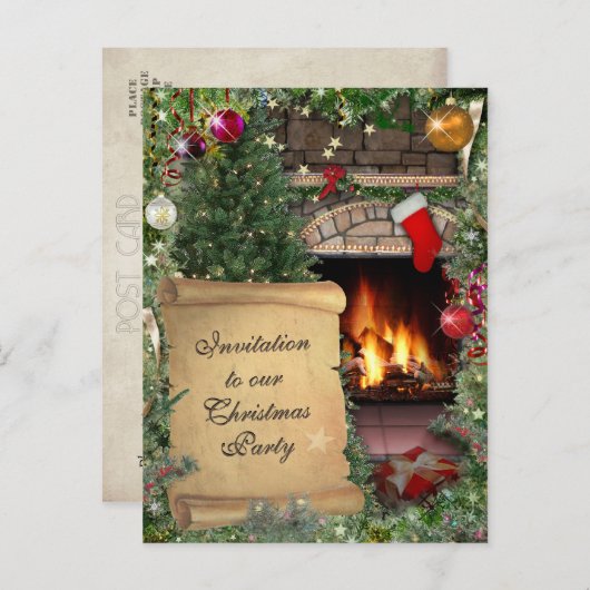 kerstfeest uitnodiging briefkaart (Voorkant / Achterkant)