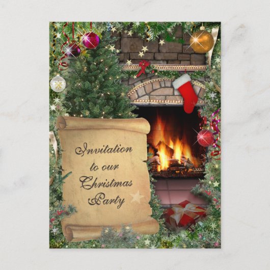 kerstfeest uitnodiging briefkaart (Voorkant)
