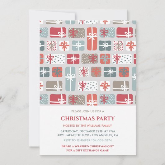 Kerstfeest Uitnodiging Cadeaus Patroon (Voorkant)