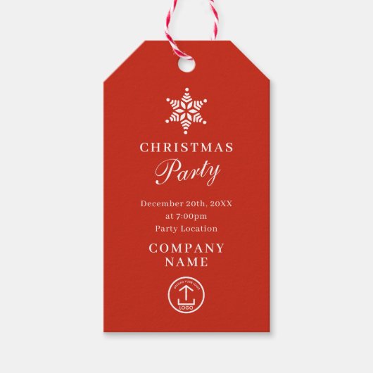 Kerstfeest Uitnodiging Corporate Business Logo Cadeaulabel (Voorkant)