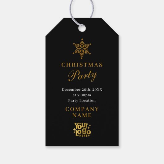 Kerstfeest Uitnodiging Corporate Business Logo Cadeaulabel (Voorkant)