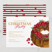 Kerstfeest Uitnodiging Cranberry Bundt Cake (Voorkant / Achterkant)