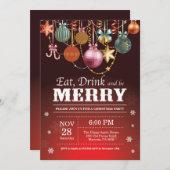 Kerstfeest Uitnodiging Eet Drink Vrolijk (Voorkant / Achterkant)