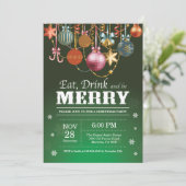 Kerstfeest Uitnodiging Eet Drink Vrolijk (Staand voorkant)