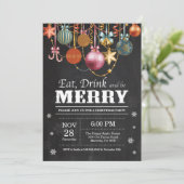 Kerstfeest Uitnodiging Eet Drink Vrolijk (Staand voorkant)