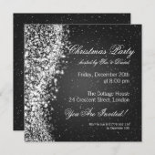 Kerstfeest Uitnodiging Elegant Sparkle Black (Voorkant / Achterkant)