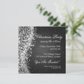 Kerstfeest Uitnodiging Elegant Sparkle Black (Staand voorkant)