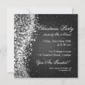 Kerstfeest Uitnodiging Elegant Sparkle Black (Voorkant)