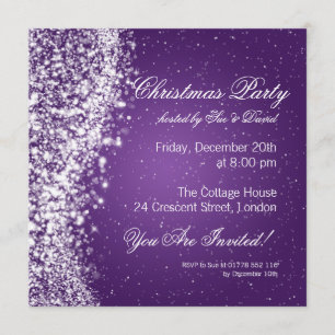 Kerstfeest Uitnodiging Elegant Sparkle Paars